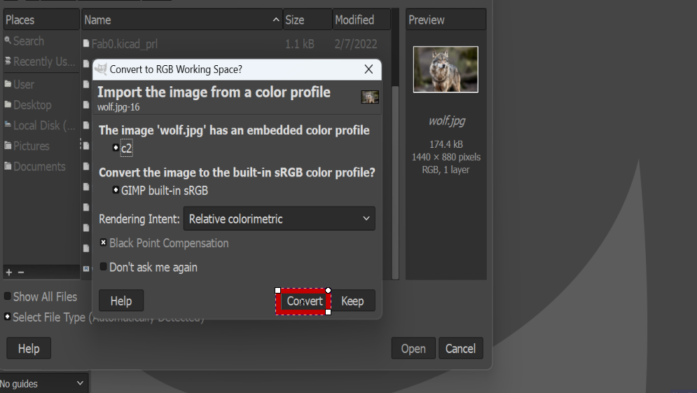 Importing image in Gimp